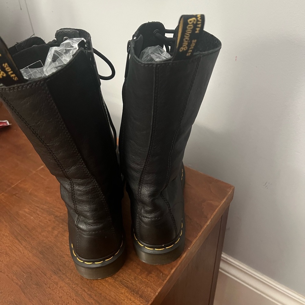 Doc Martens Black Leather Lace-Up Boots - Picture 2 of 7